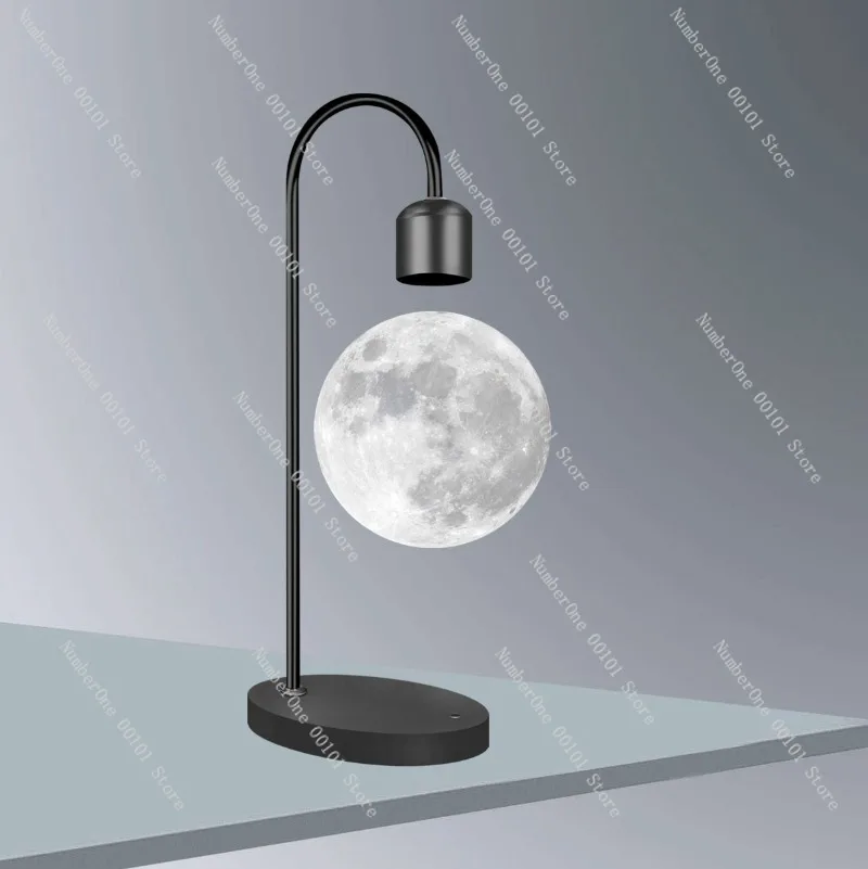 Magnetic Levitation Moon Lamp 3D Printed Romantic Night Light with Color Changing Elegant Black